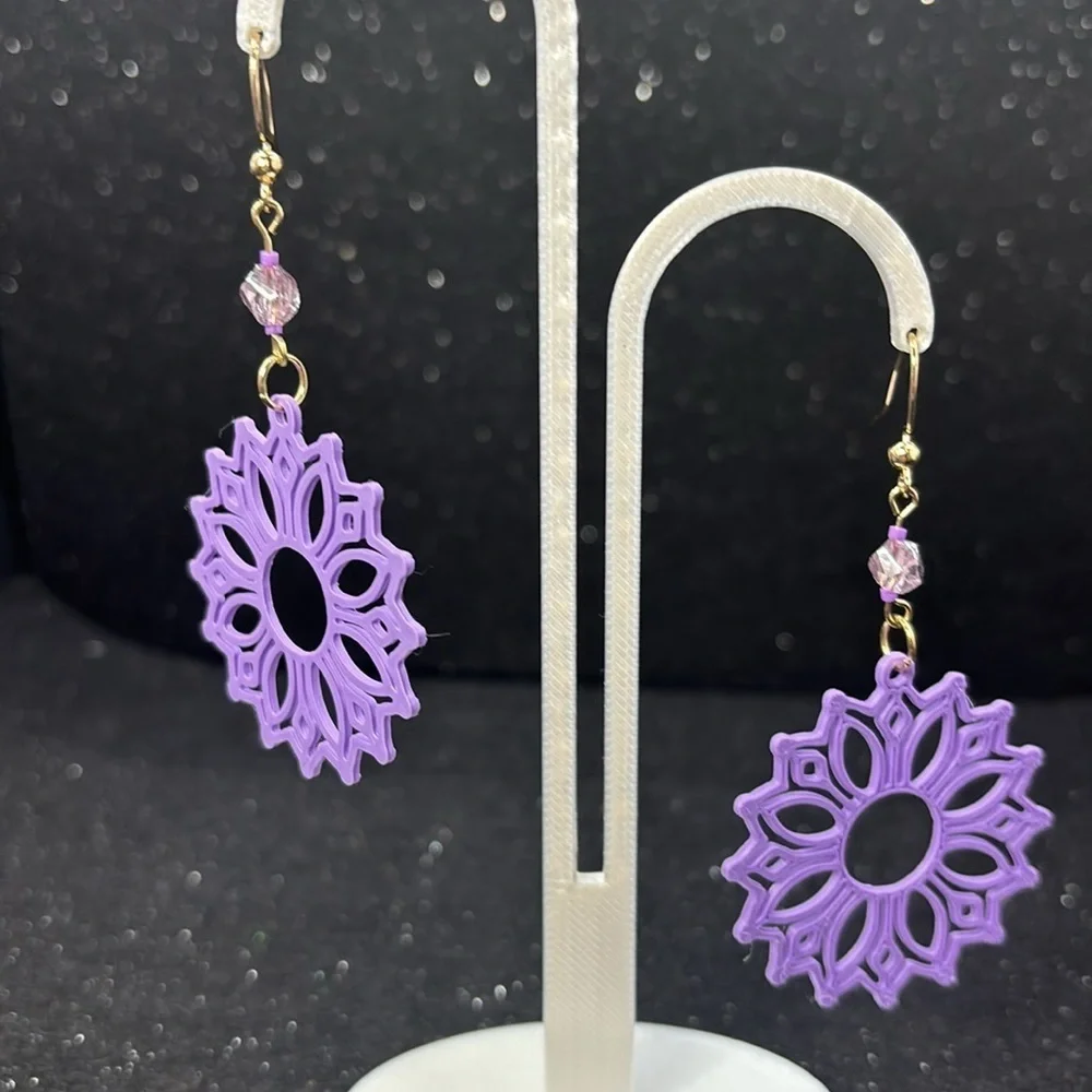Purple Mandala Earrings